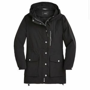 J. Crew Black Perfect Lightweight Rain Utility Jacket Hooded Womens Size XXS